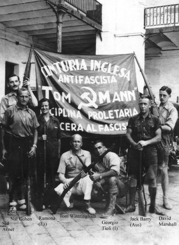 civil spanish war guerra tom international mann centuria brigades 1936 barcelona spain internacionale celebrating socks british september espaola del internacionales